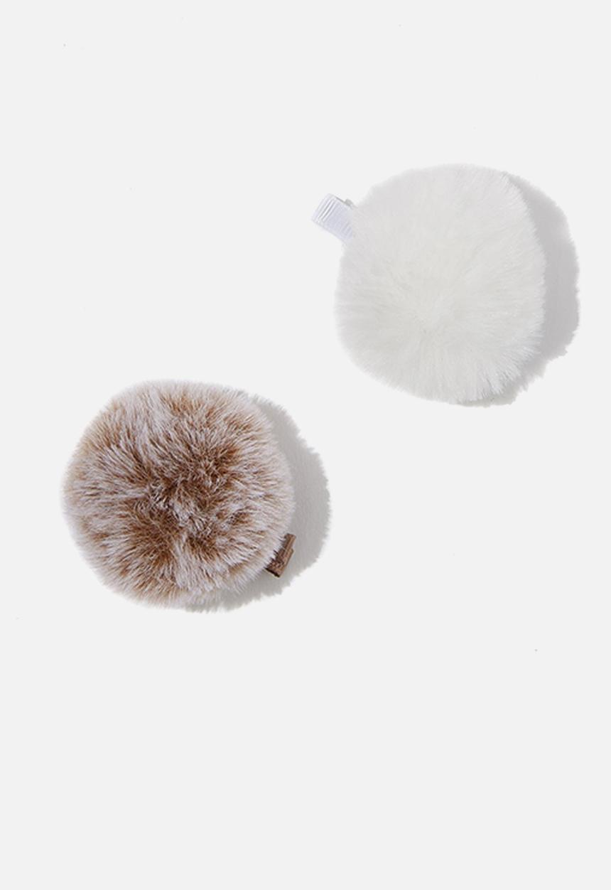 Cotton On - Hair pom pom clips - white