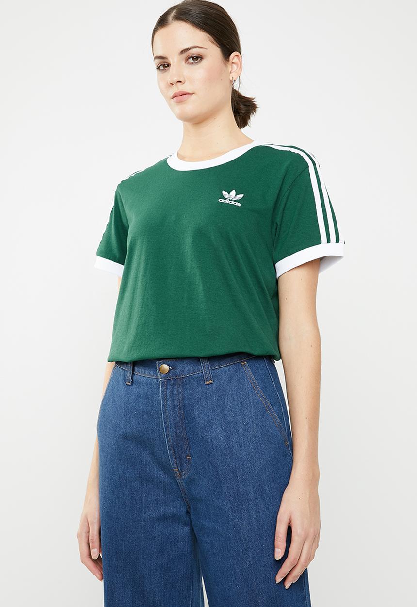 adidas Originals - 3 stripes tee - green & white
