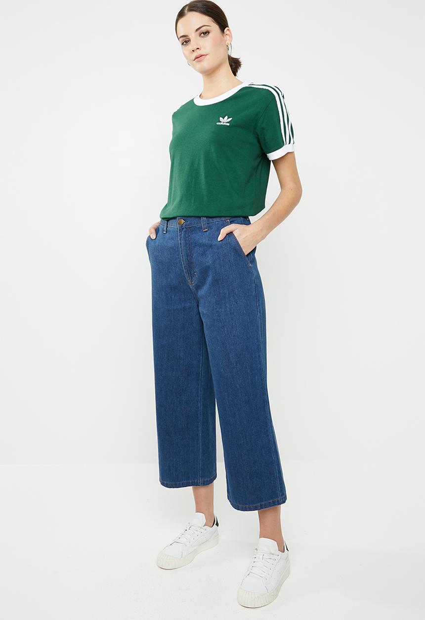 adidas Originals - 3 stripes tee - green & white