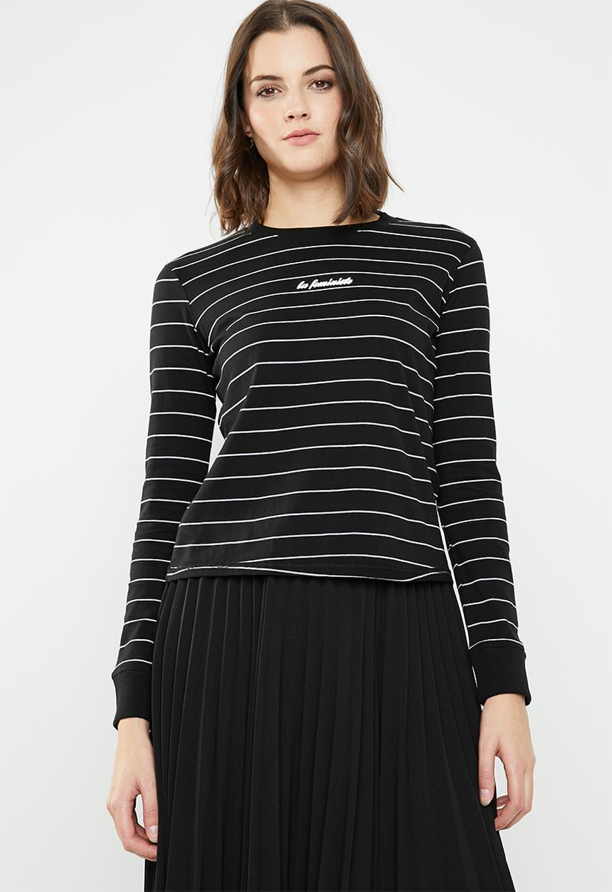 Cotton On - Classic slogan long sleeve - white & black