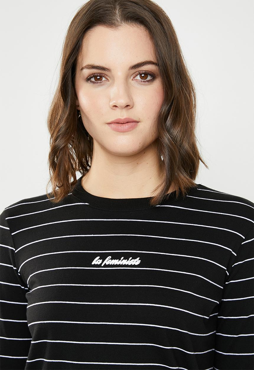 Cotton On - Classic slogan long sleeve - white & black