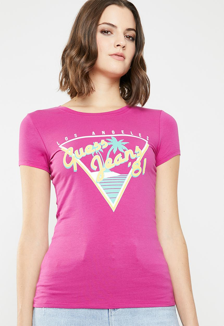 GUESS - Double crop tri tee - pink