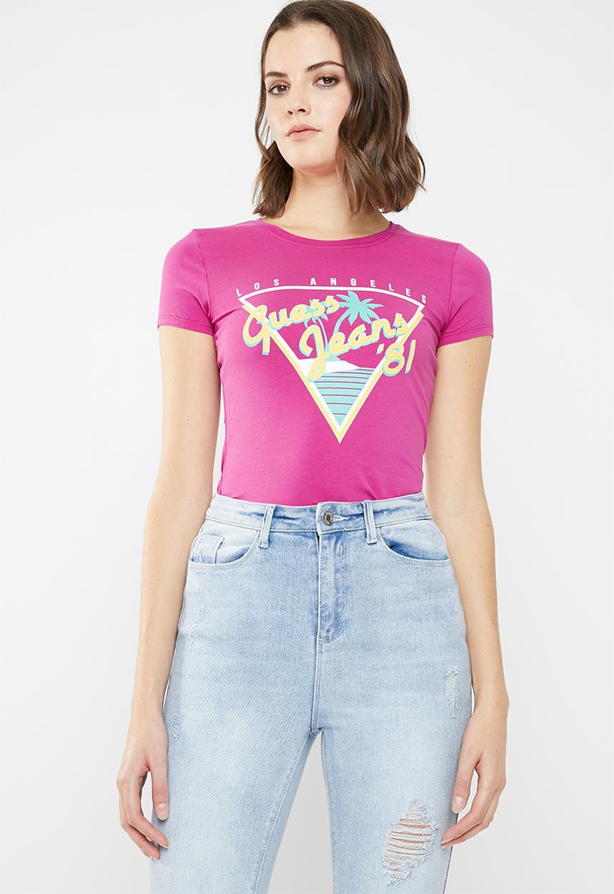 GUESS - Double crop tri tee - pink