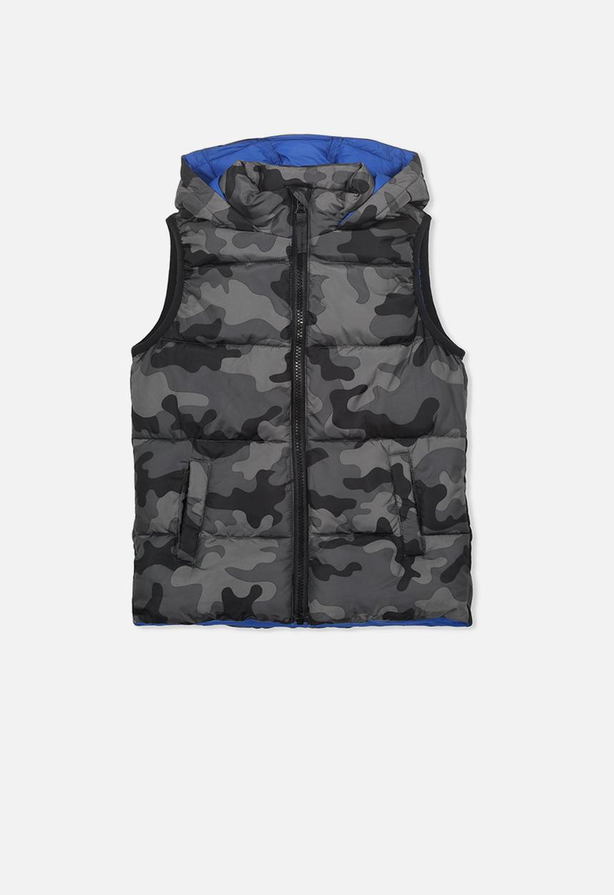 Cotton On - Camo puffer vest - black & grey