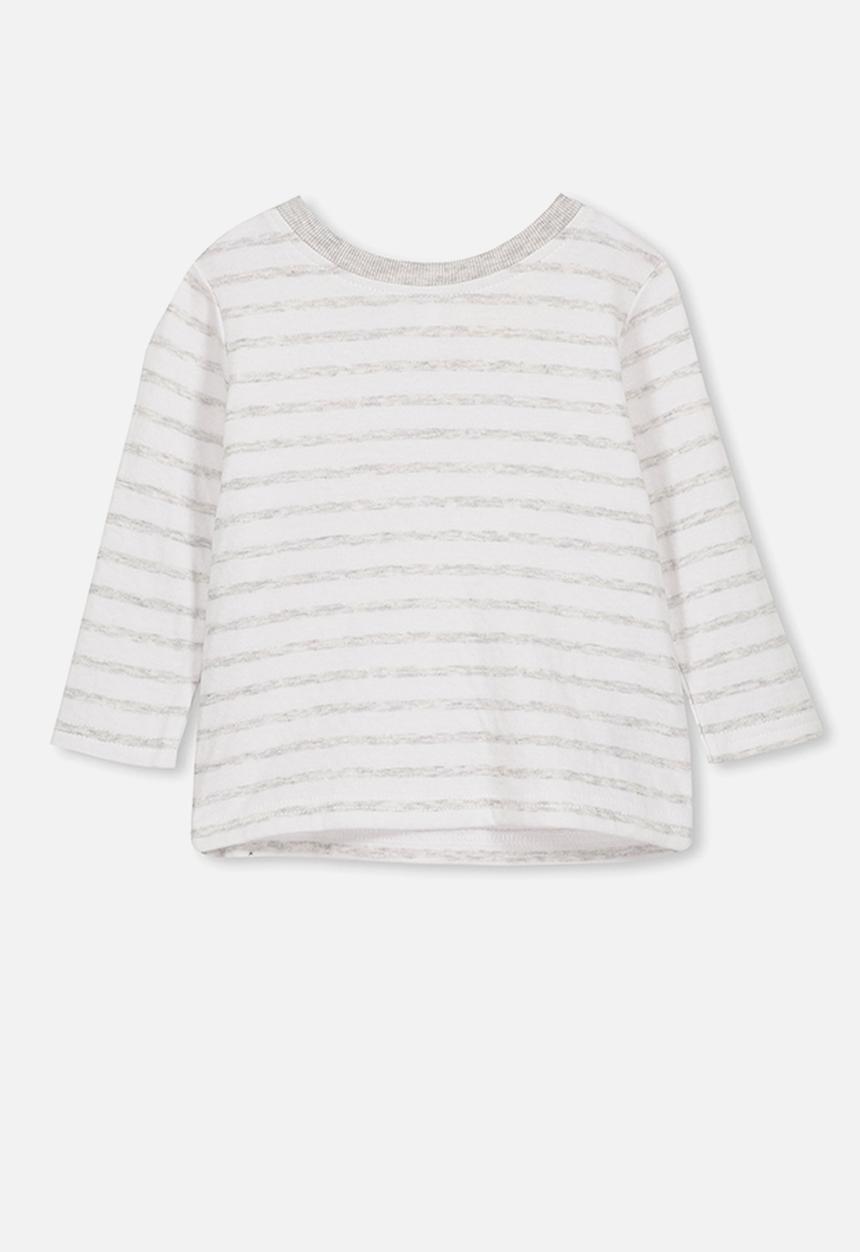 Cotton On - Long sleeve boxy tee - white & grey