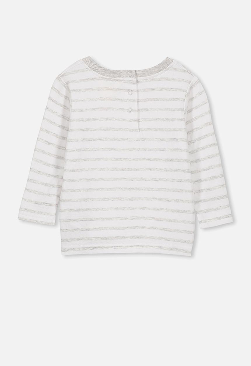 Cotton On - Long sleeve boxy tee - white & grey