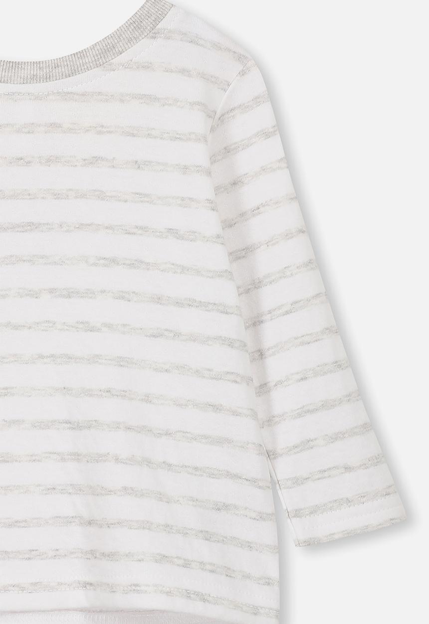 Cotton On - Long sleeve boxy tee - white & grey