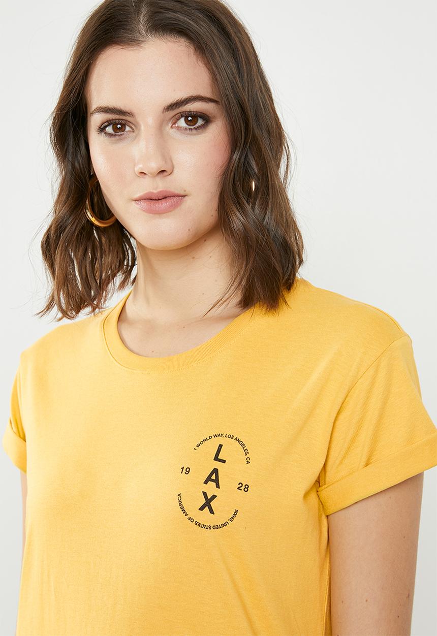 Cotton On - Classic slogan tee - yellow