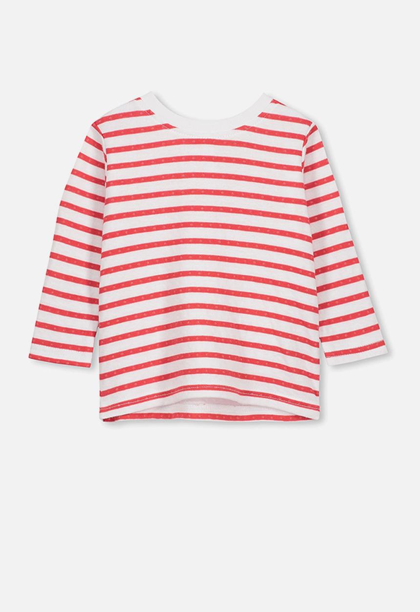 Cotton On - Long sleeve boxy tee - red & white