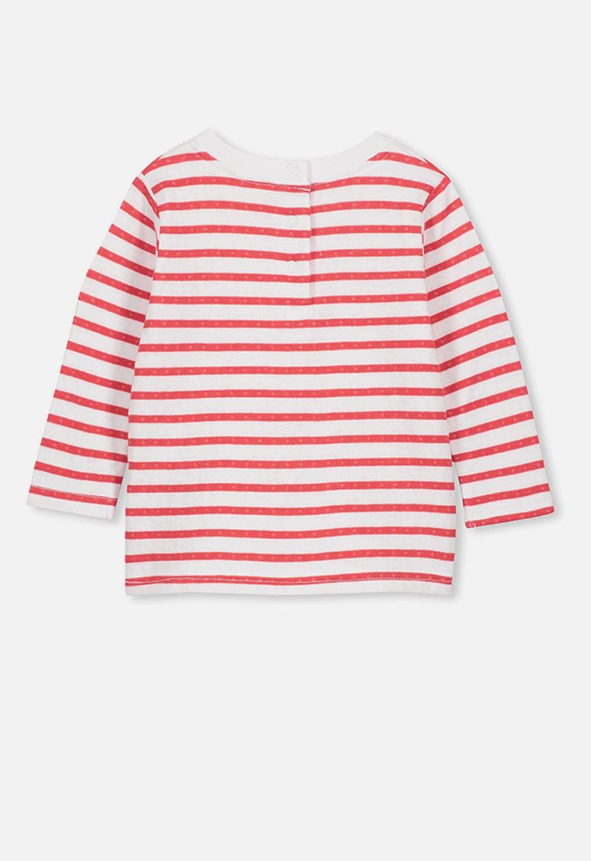 Cotton On - Long sleeve boxy tee - red & white