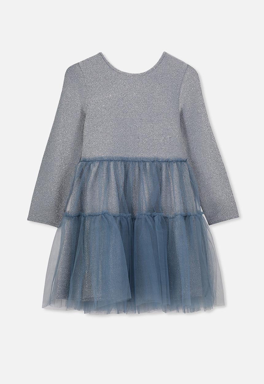 Cotton On - Long sleeve tulle dress - grey & blue