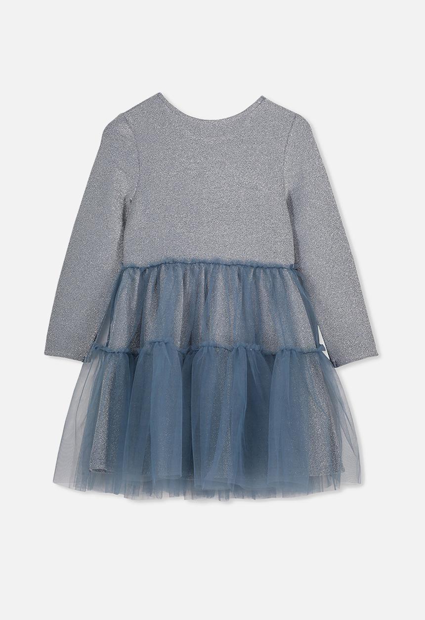 Cotton On - Long sleeve tulle dress - grey & blue