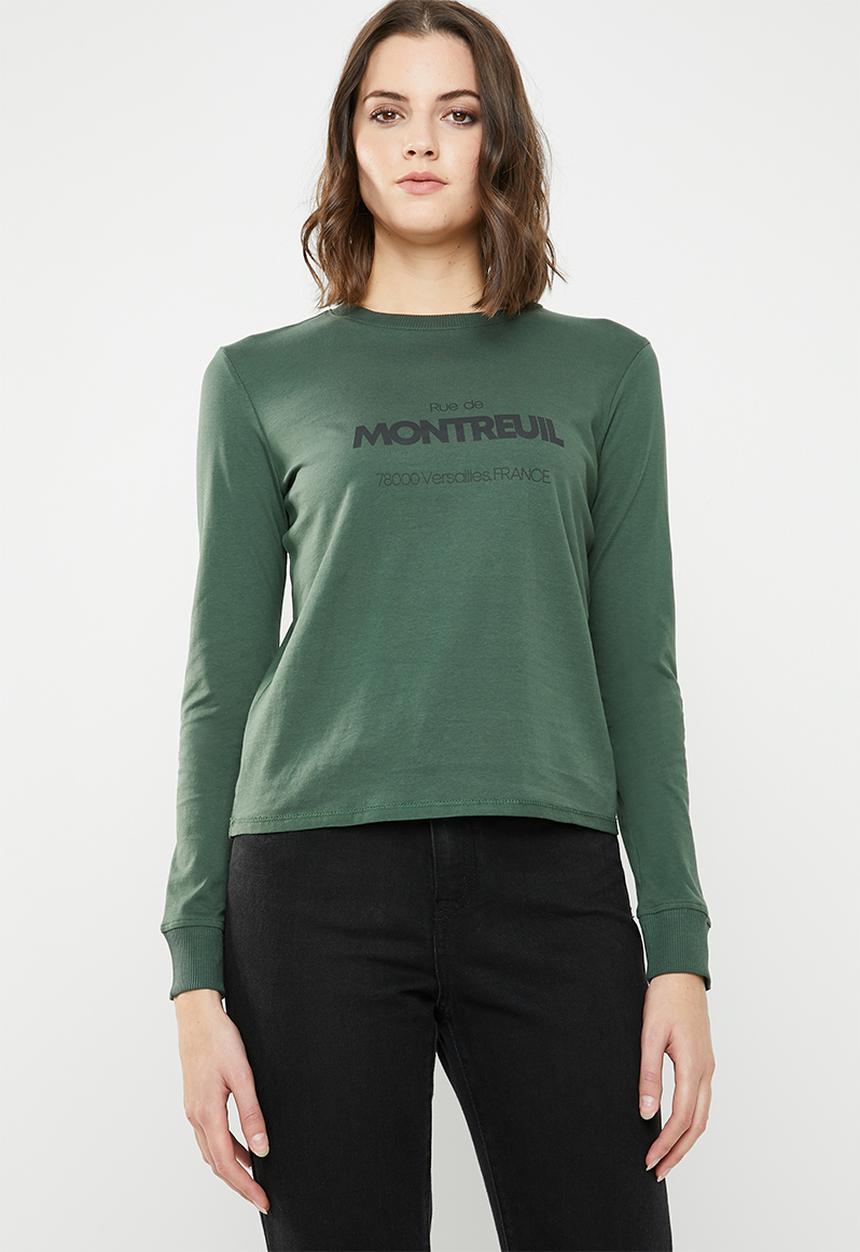 Cotton On - Classic slogan long sleeve - green