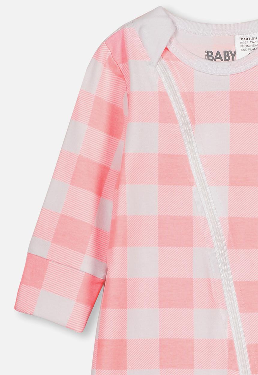 Cotton On - Mini zip through romper - pink & white