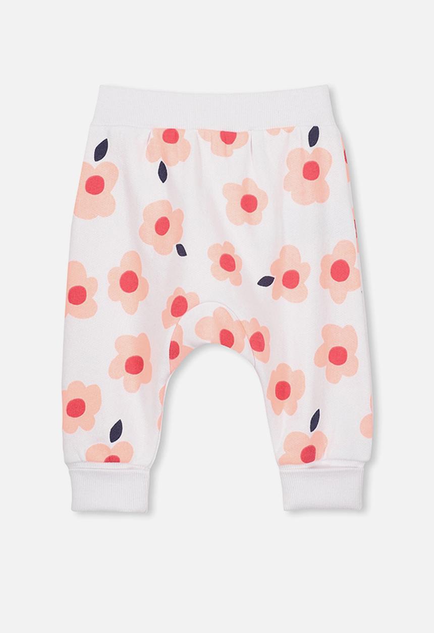 Cotton On - Charlie happy floral trackpant - white
