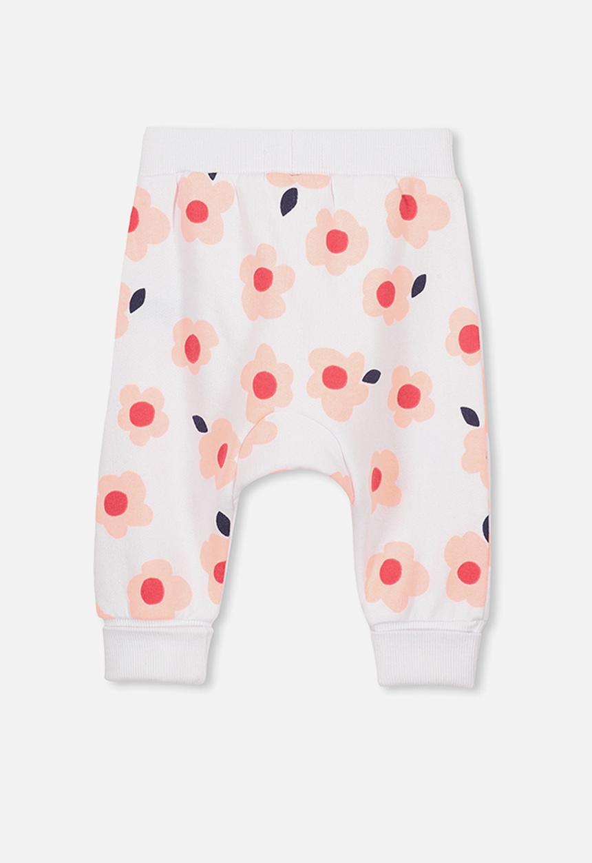 Cotton On - Charlie happy floral trackpant - white