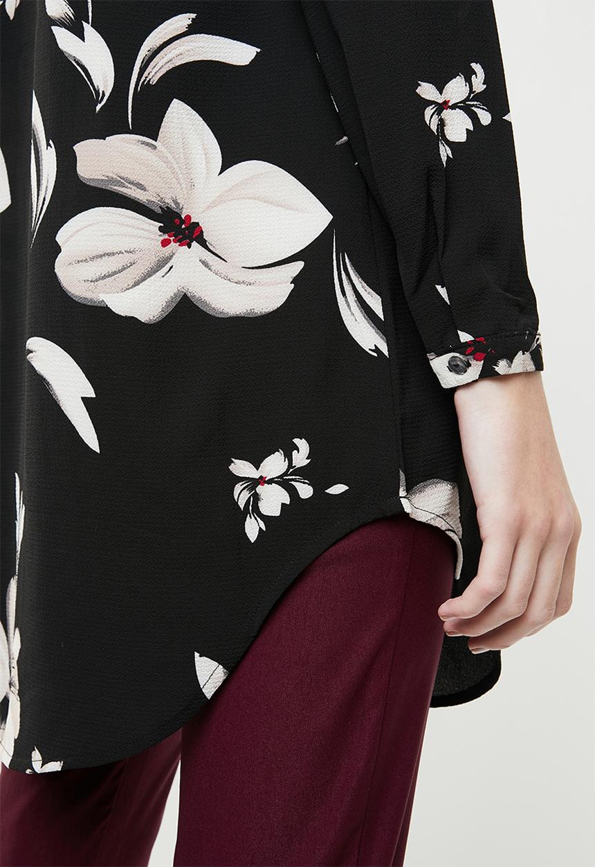 ONLY - Nova lux printed tunic shirt - black