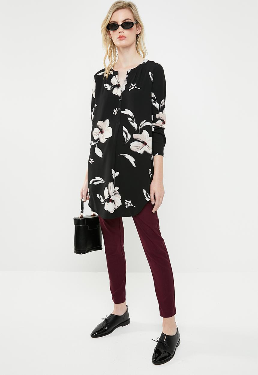 ONLY - Nova lux printed tunic shirt - black