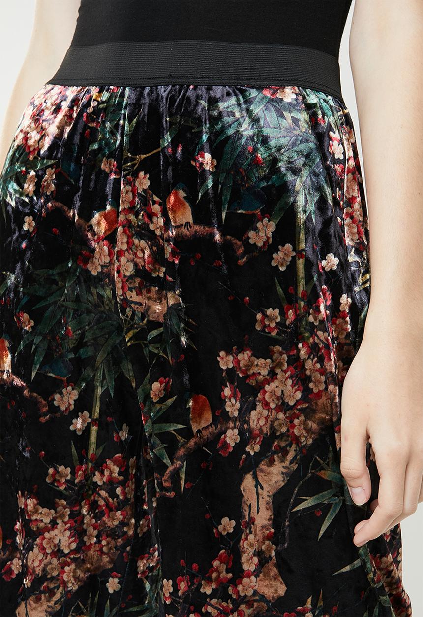ONLY - Alex wide printed velvet pants - black