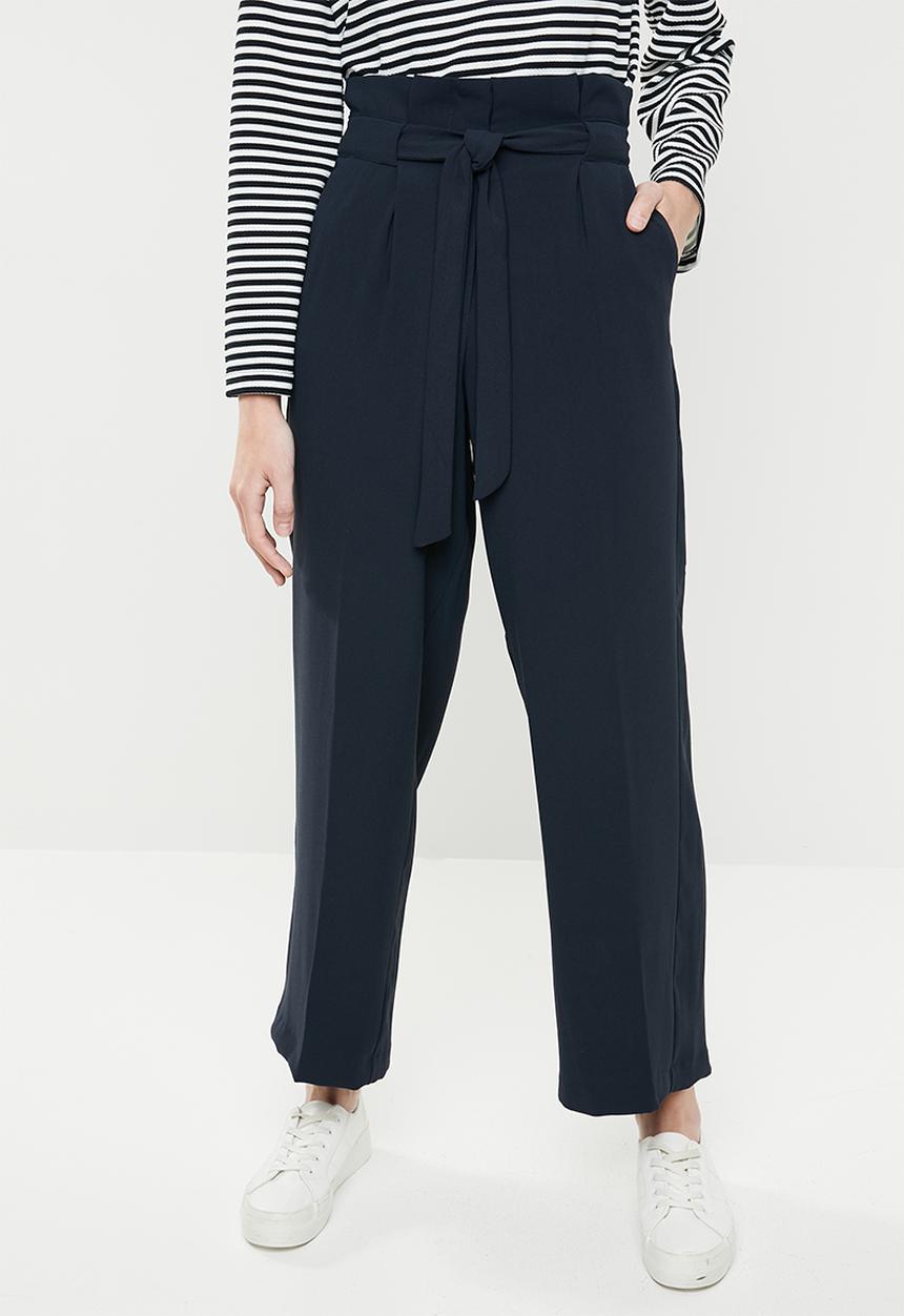 ONLY - High waist paperbag pants - navy