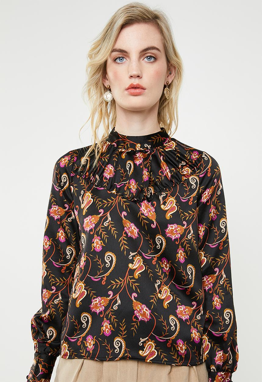 ONLY - Cassidy baroque printed blouse - black
