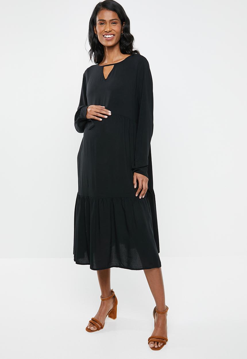 edit Maternity - Tiered peasant dress - black