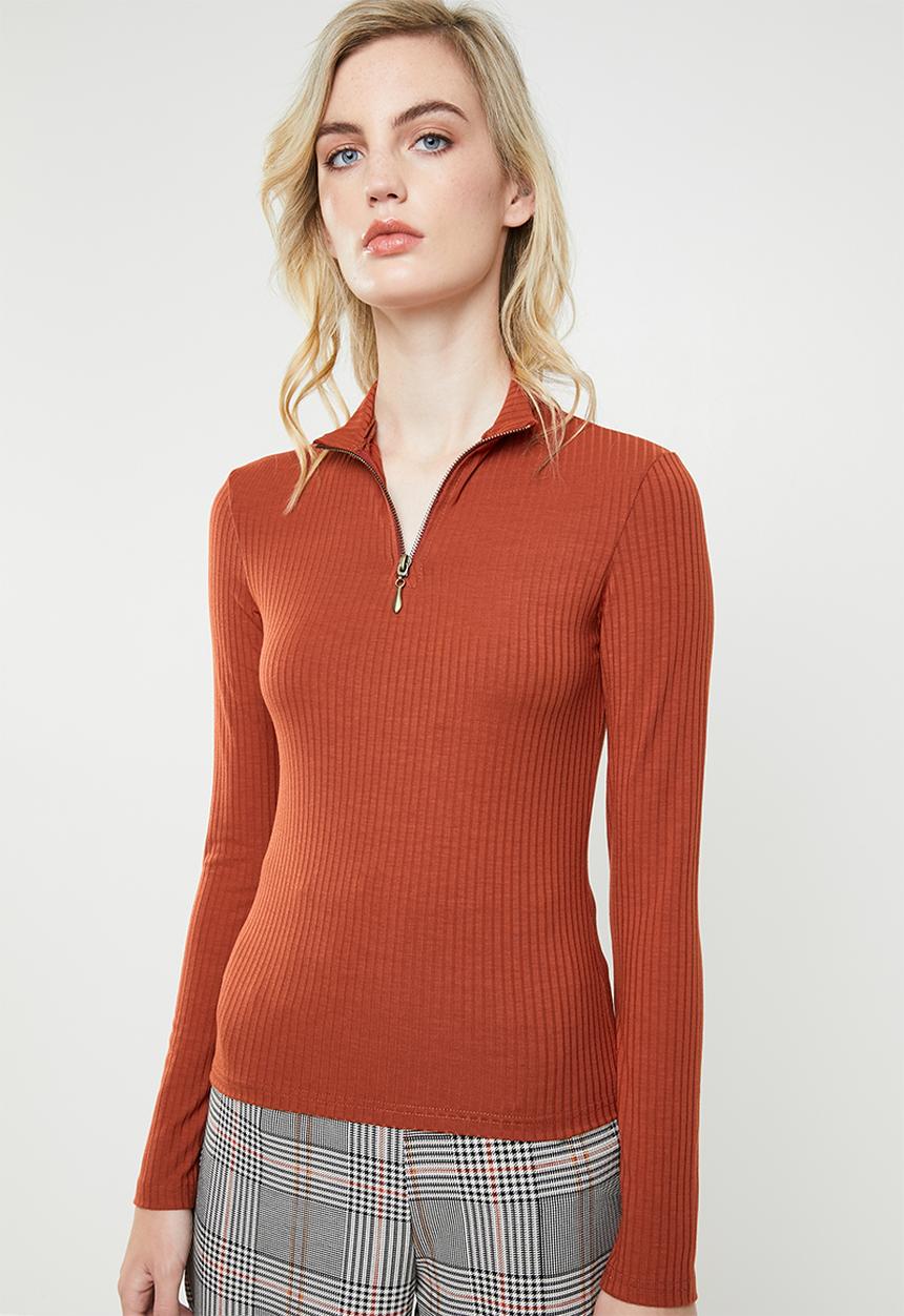 Superbalist - Zip thru tee - rust