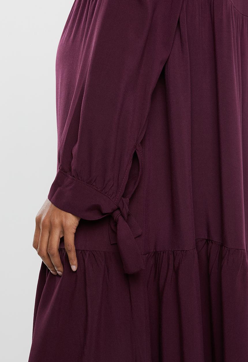 edit Maternity - Tiered peasant dress - burgundy