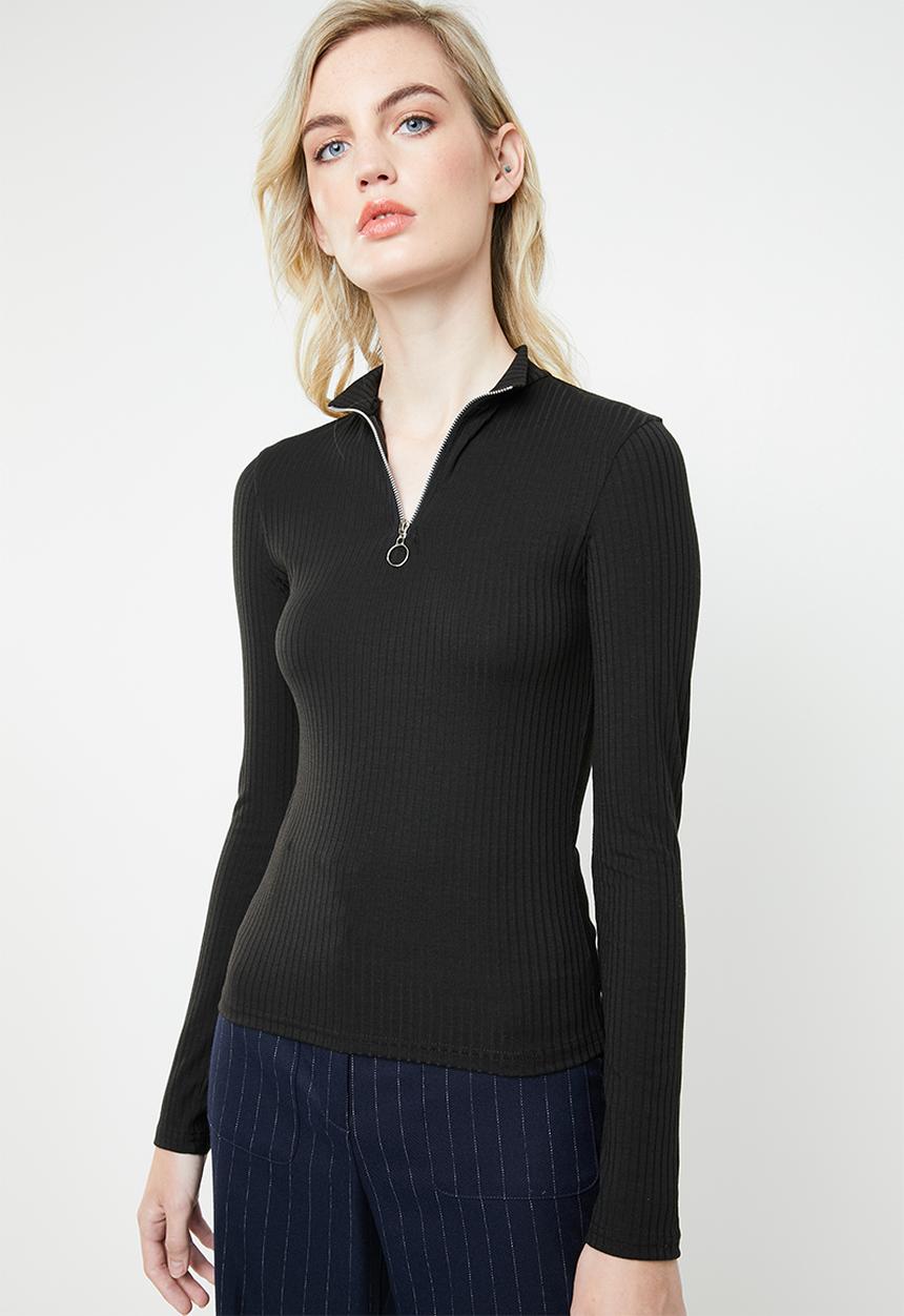 Superbalist - Zip thru tee - black