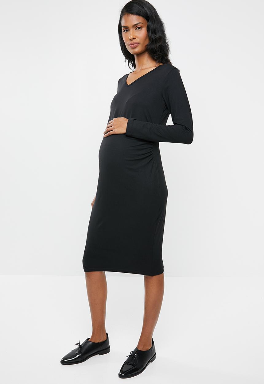 edit Maternity - Maternity  V-neckline  bodycon dress - black