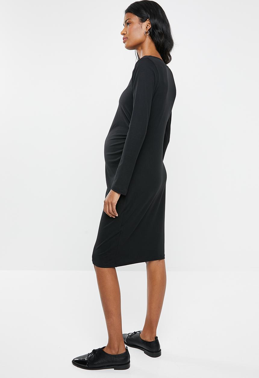 edit Maternity - Maternity  V-neckline  bodycon dress - black