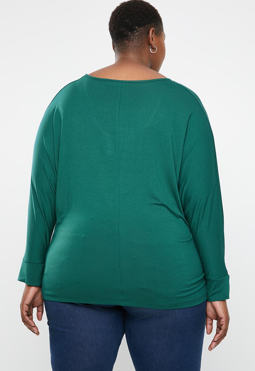 STYLE REPUBLIC PLUS - Sleeve tie top - green