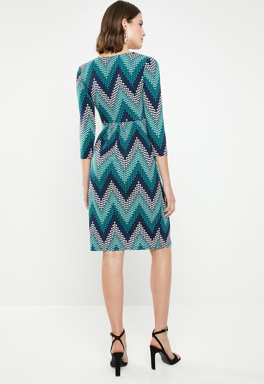 Revenge - Zig zag wrap dress - teal