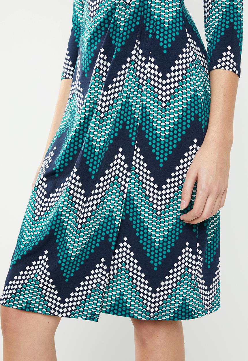 Revenge - Zig zag wrap dress - teal