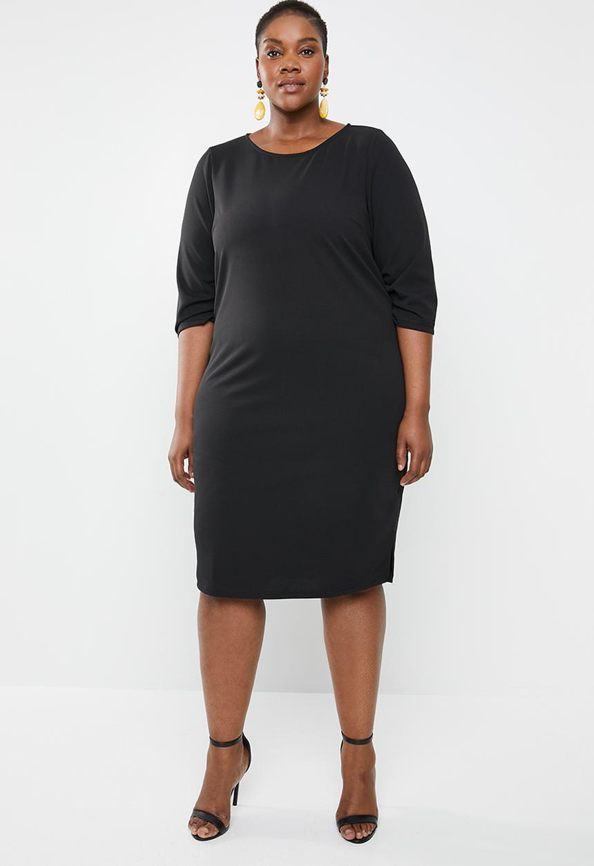 edit Plus - Sleeve detail shift dress - black