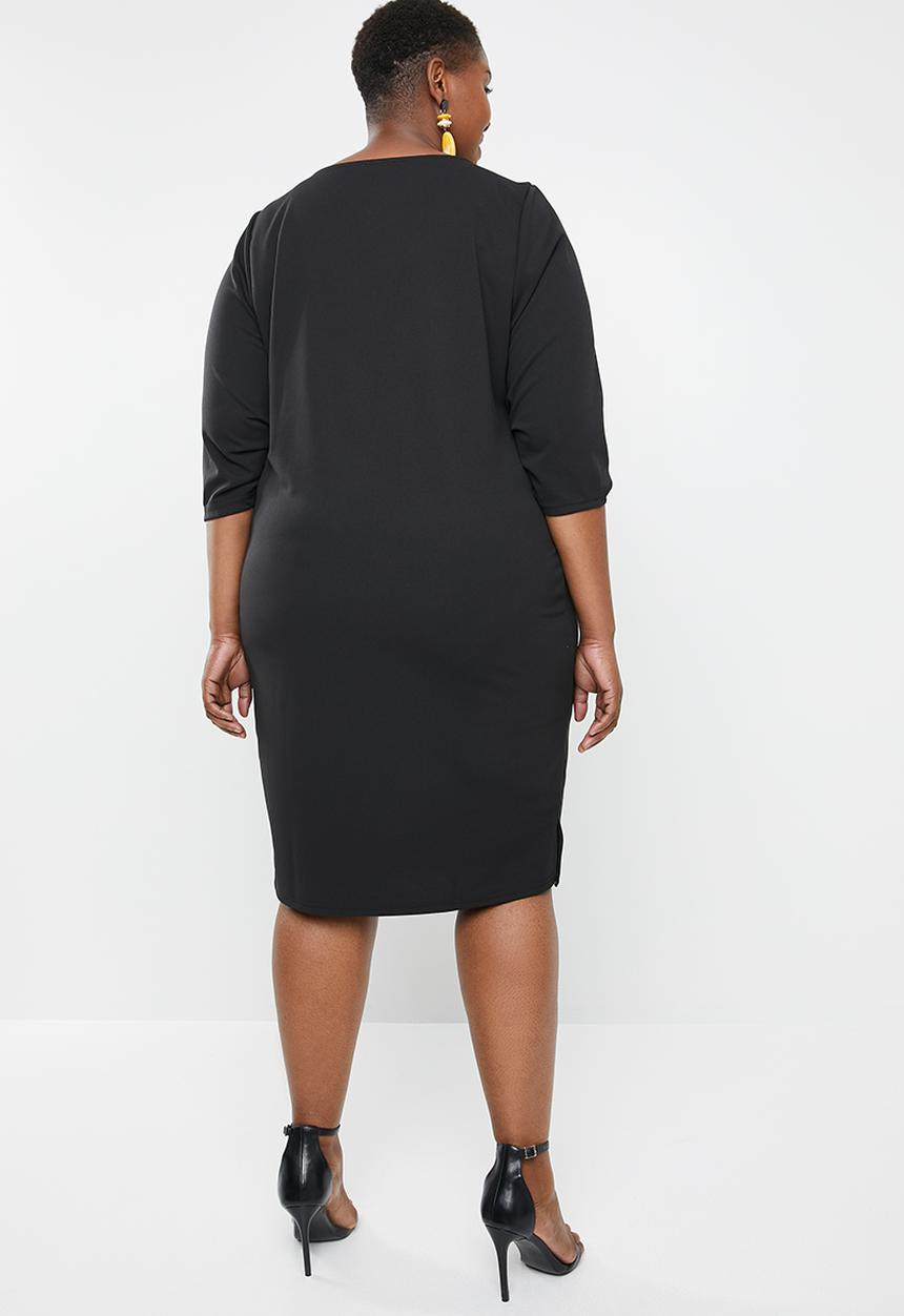 edit Plus - Sleeve detail shift dress - black