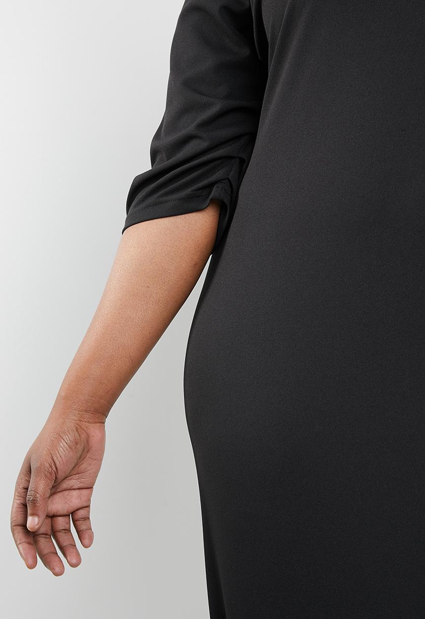 edit Plus - Sleeve detail shift dress - black