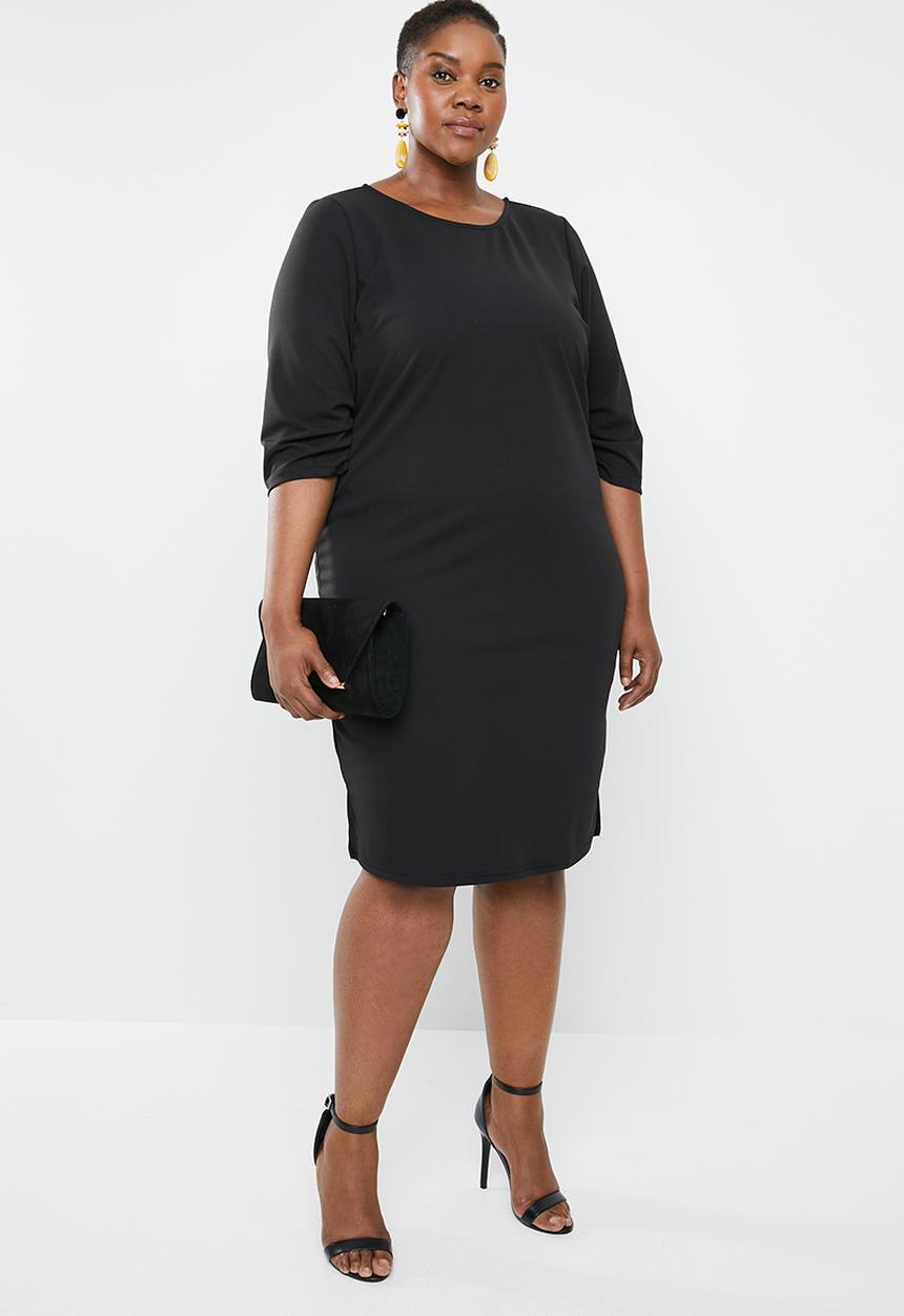 edit Plus - Sleeve detail shift dress - black