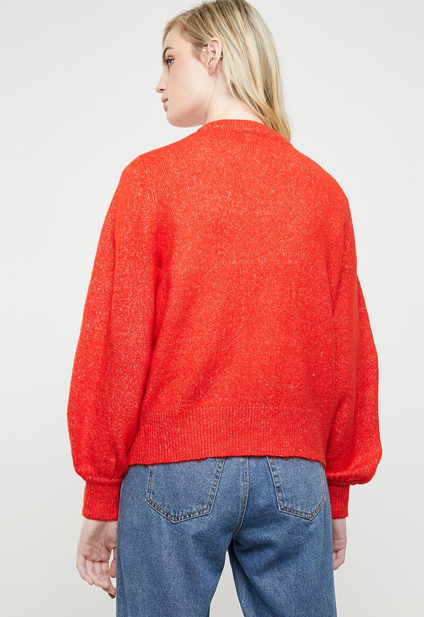 Vero Moda - Dalo long sleeve V-neck cardigan - red
