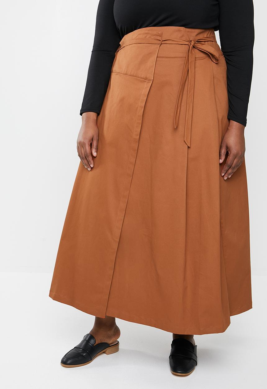 AMANDA LAIRD CHERRY - Plus size sphe wrap skirt - brown