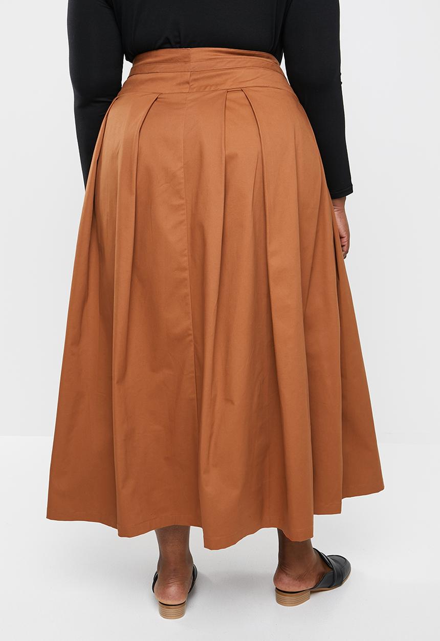 AMANDA LAIRD CHERRY - Plus size sphe wrap skirt - brown