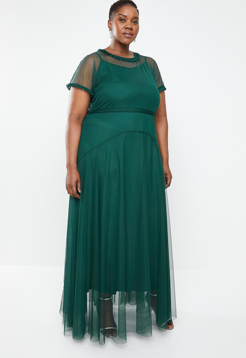 AMANDA LAIRD CHERRY - Plus size phateka sheer maxi dress - green