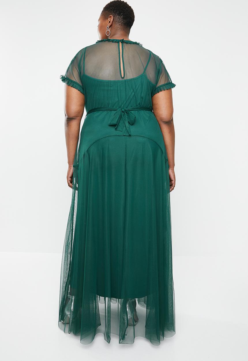AMANDA LAIRD CHERRY - Plus size phateka sheer maxi dress - green