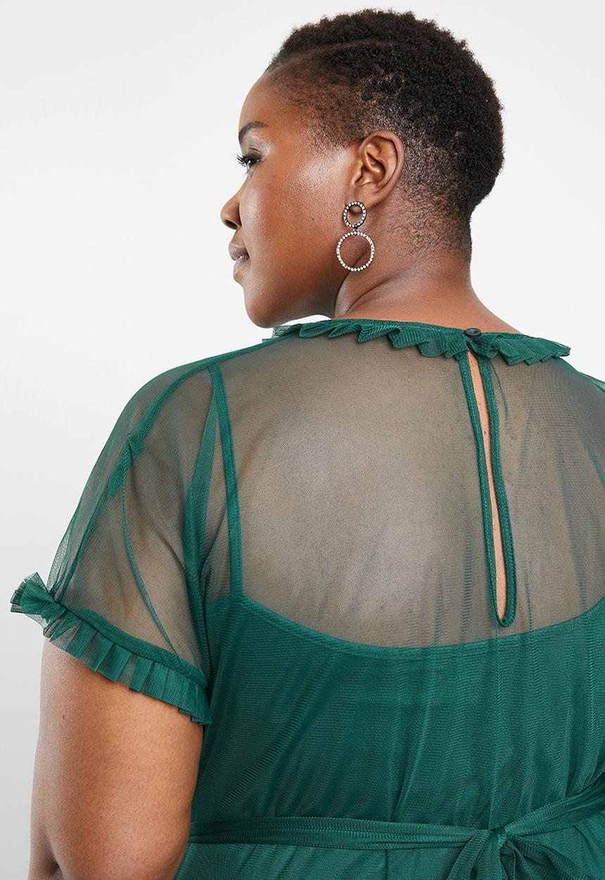 AMANDA LAIRD CHERRY - Plus size phateka sheer maxi dress - green