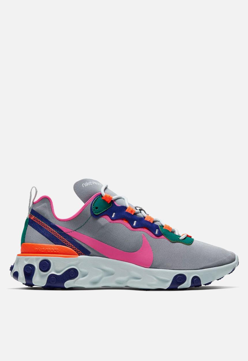 Nike - Wmns React Element 55 - wolf grey/laser fuchsia-hyper crimson