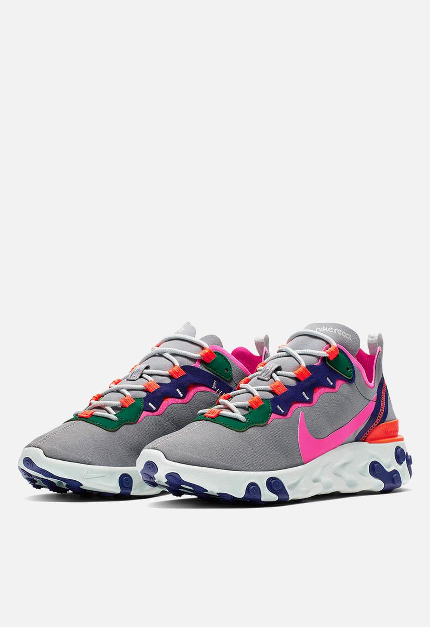 Nike - Wmns React Element 55 - wolf grey/laser fuchsia-hyper crimson