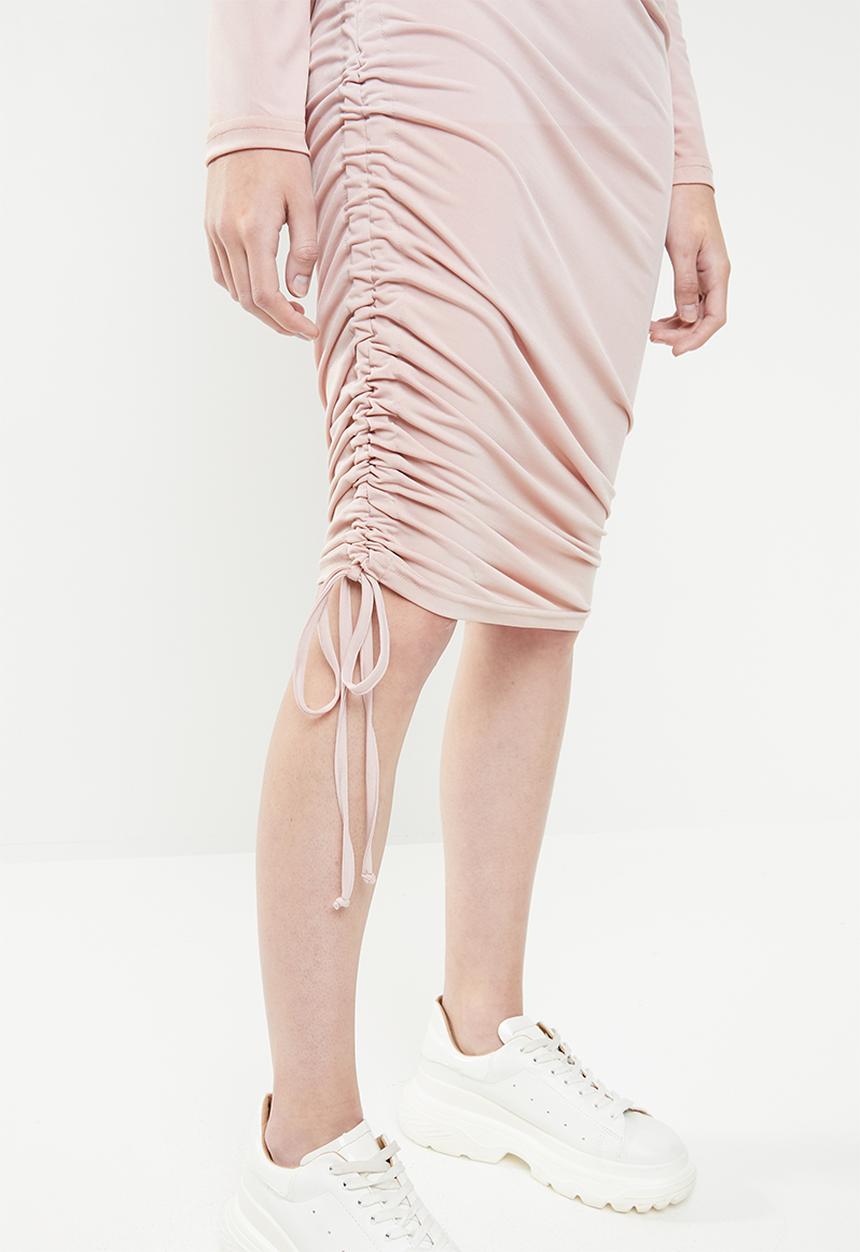 Superbalist - Draw-cord bodycon dress - pink