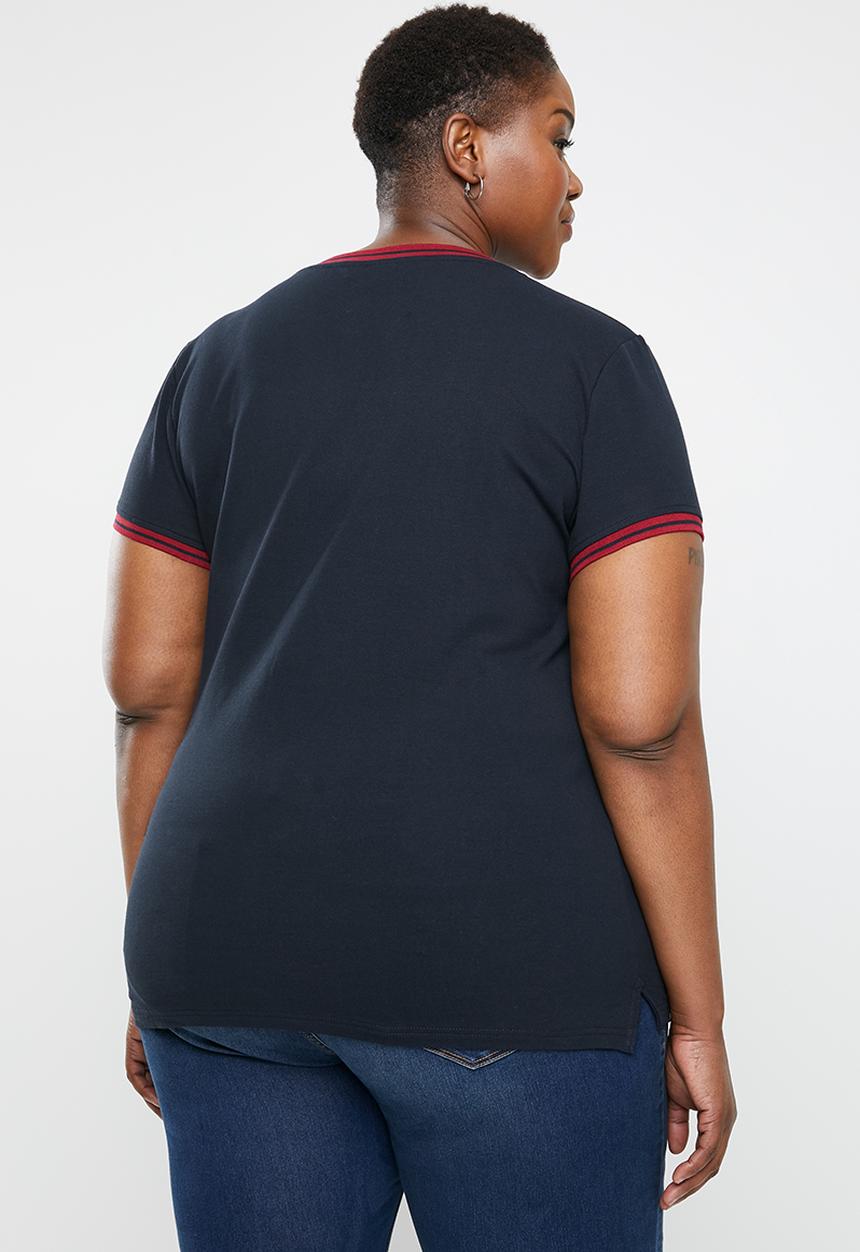 POLO - Plus size Simone short sleeve V-neck golfer - navy