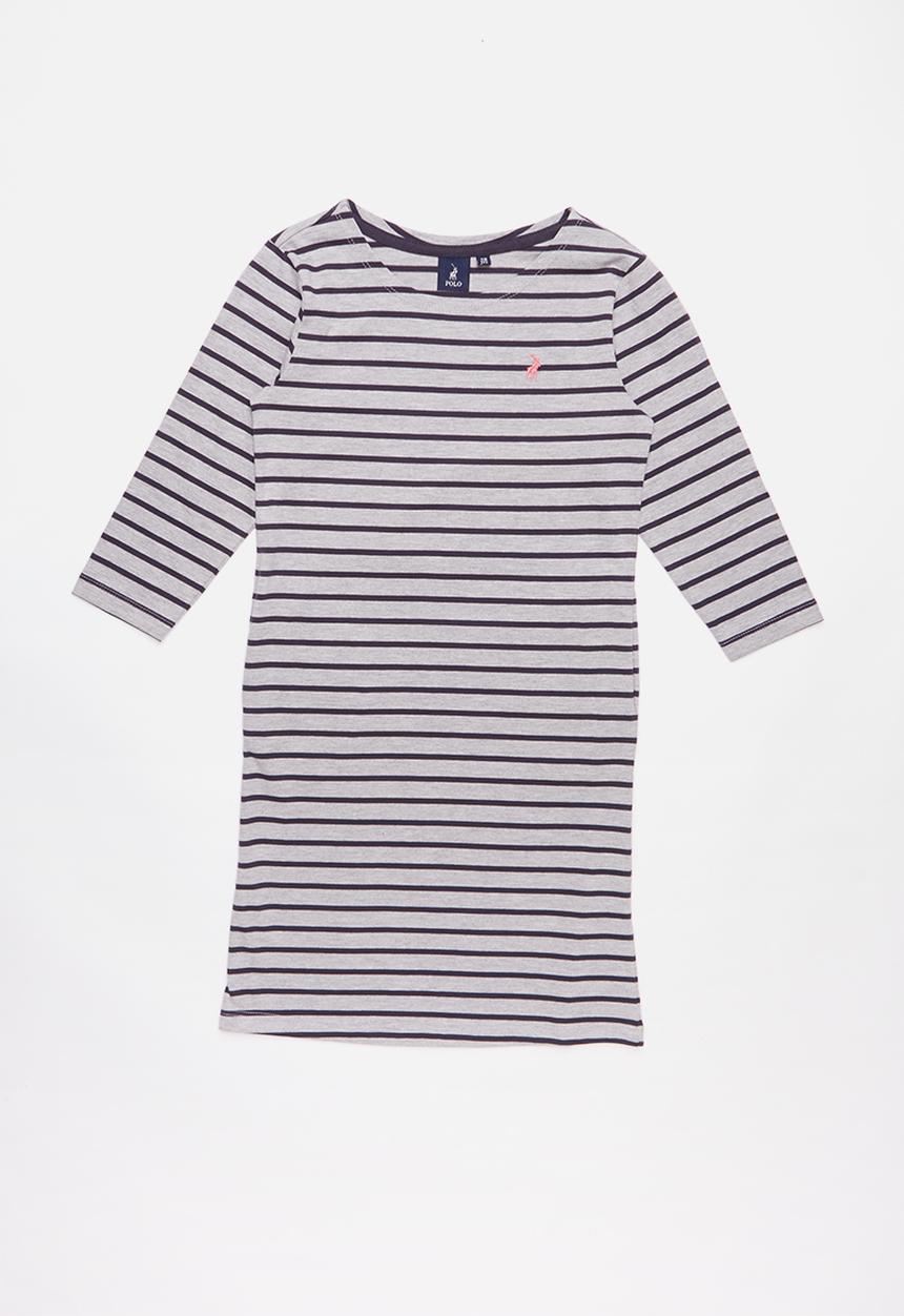 POLO - Striped dress - grey & navy 