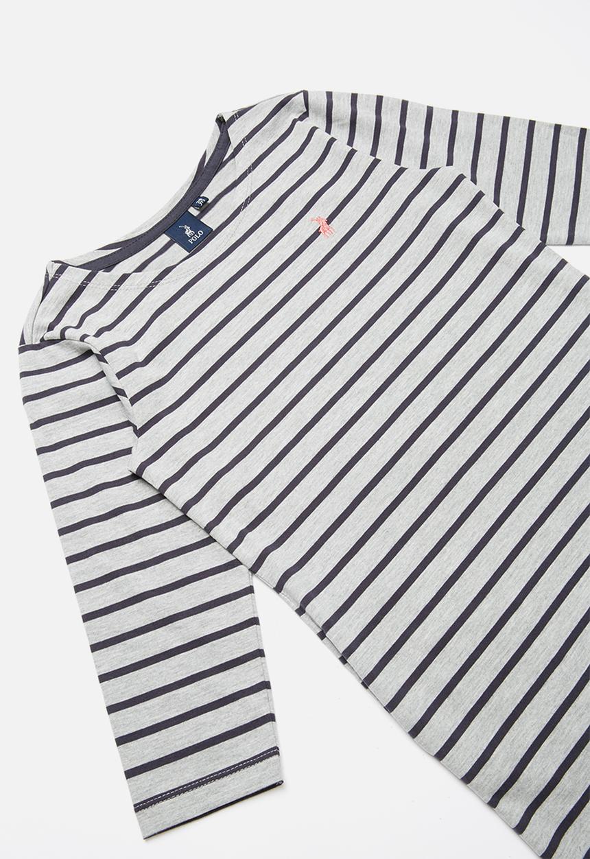 POLO - Striped dress - grey & navy 